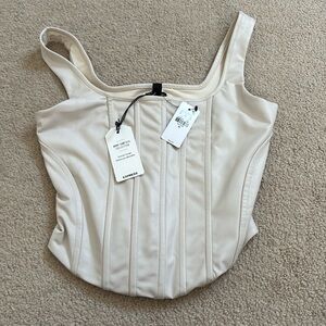 {express) faux leather crop top